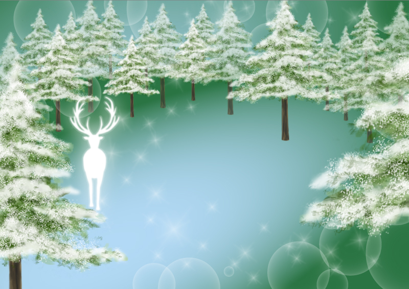 クリスマスのイメージ背景(森）