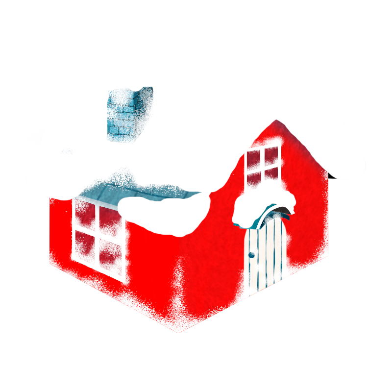 雪のつもった小さな赤い家
