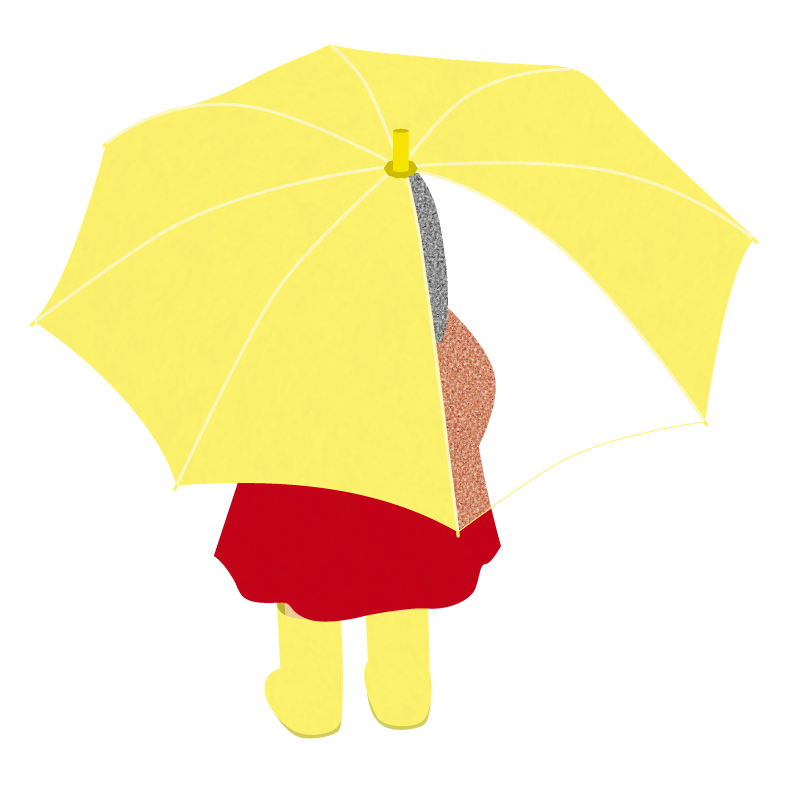黄色い傘をさす小さな女の子